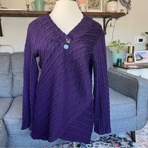 Women’s XL cable knit purple pullover. Weekend by Suzanne Betro.